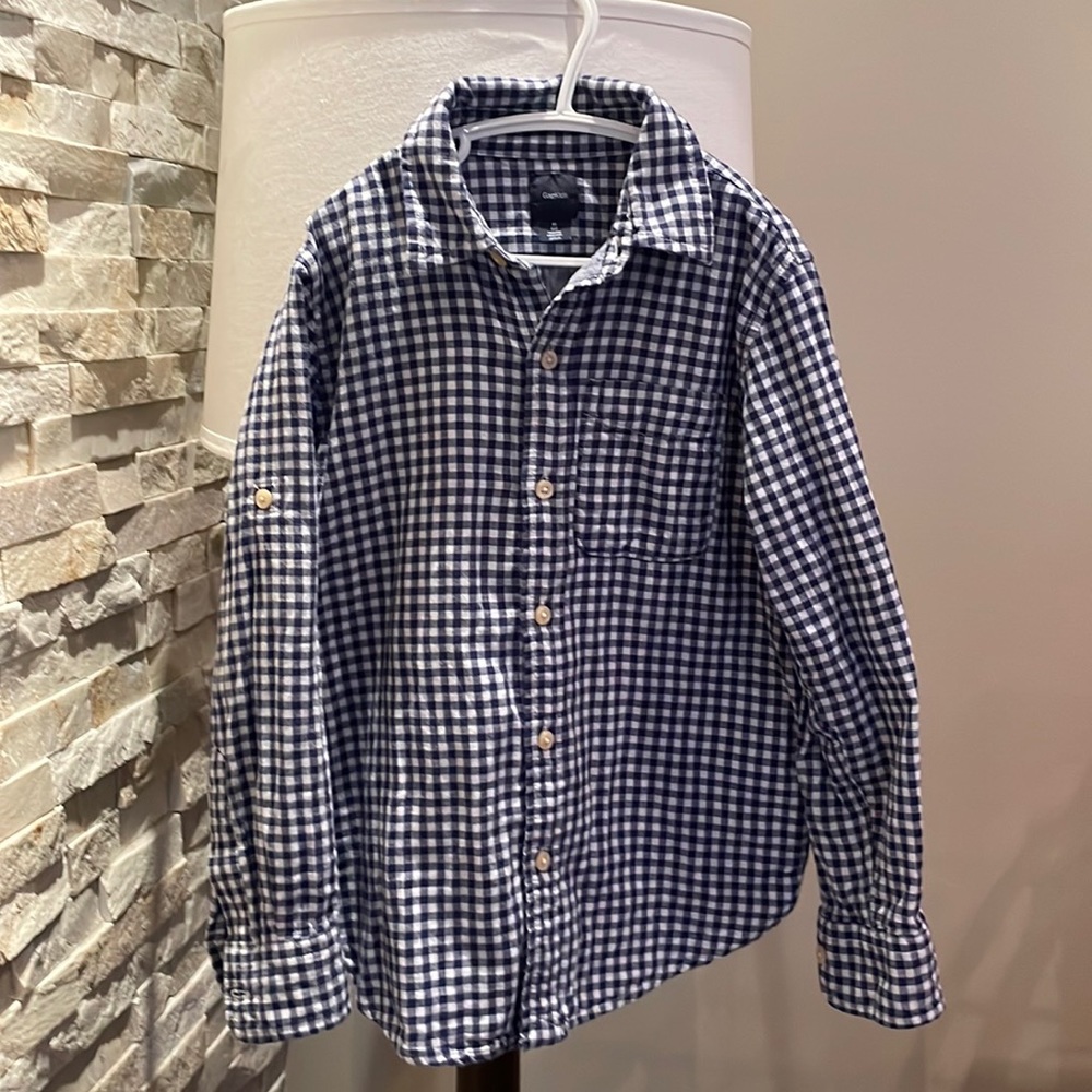 Gap blue and white checkered shirt